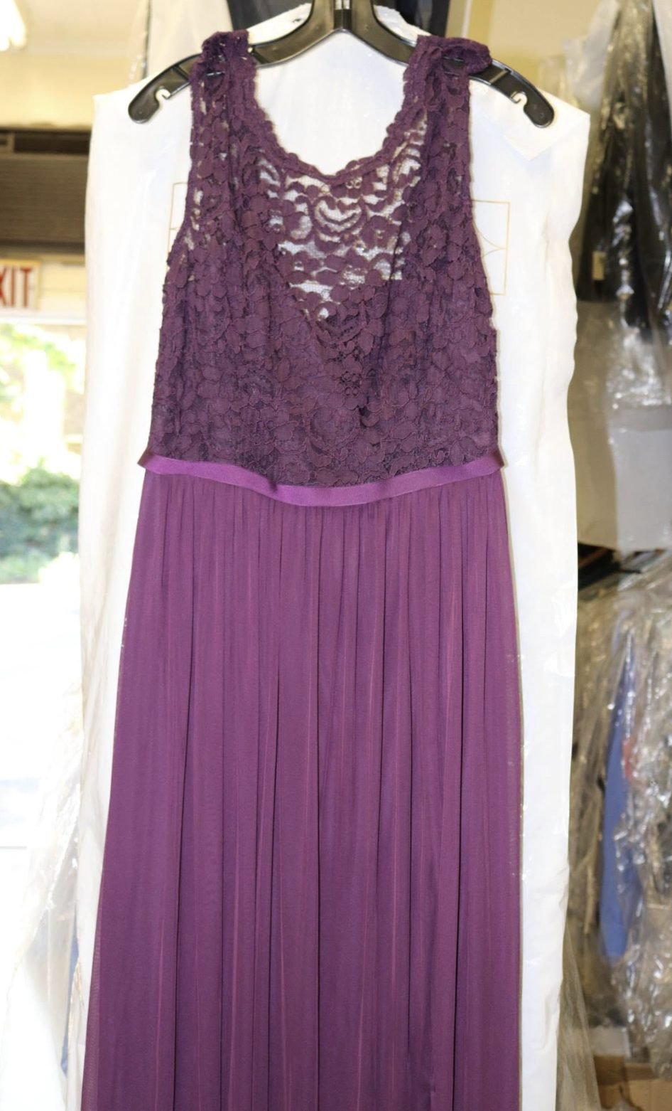 Plum lace bridesmaid dress